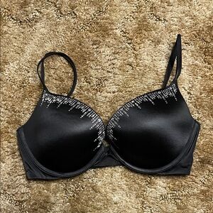 Victoria’s Secret Very Sexy Black Push Up Rhinestone Bra Size 34D
